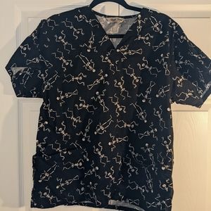 Skeleton Halloween Scrub Top